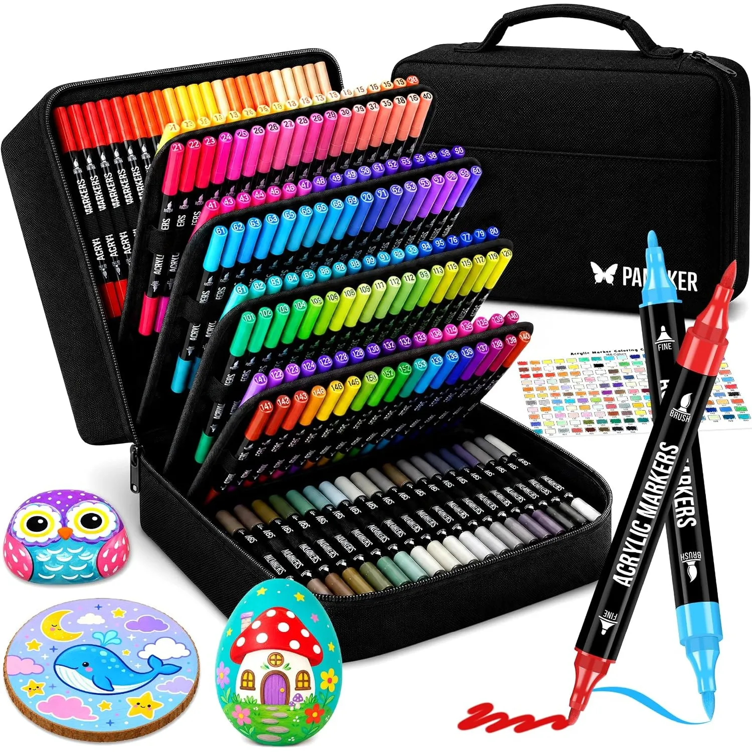 Acrylstifte Acryl Marker Set, 168 Farben Dual Tip mit dünner & dicker Spitz