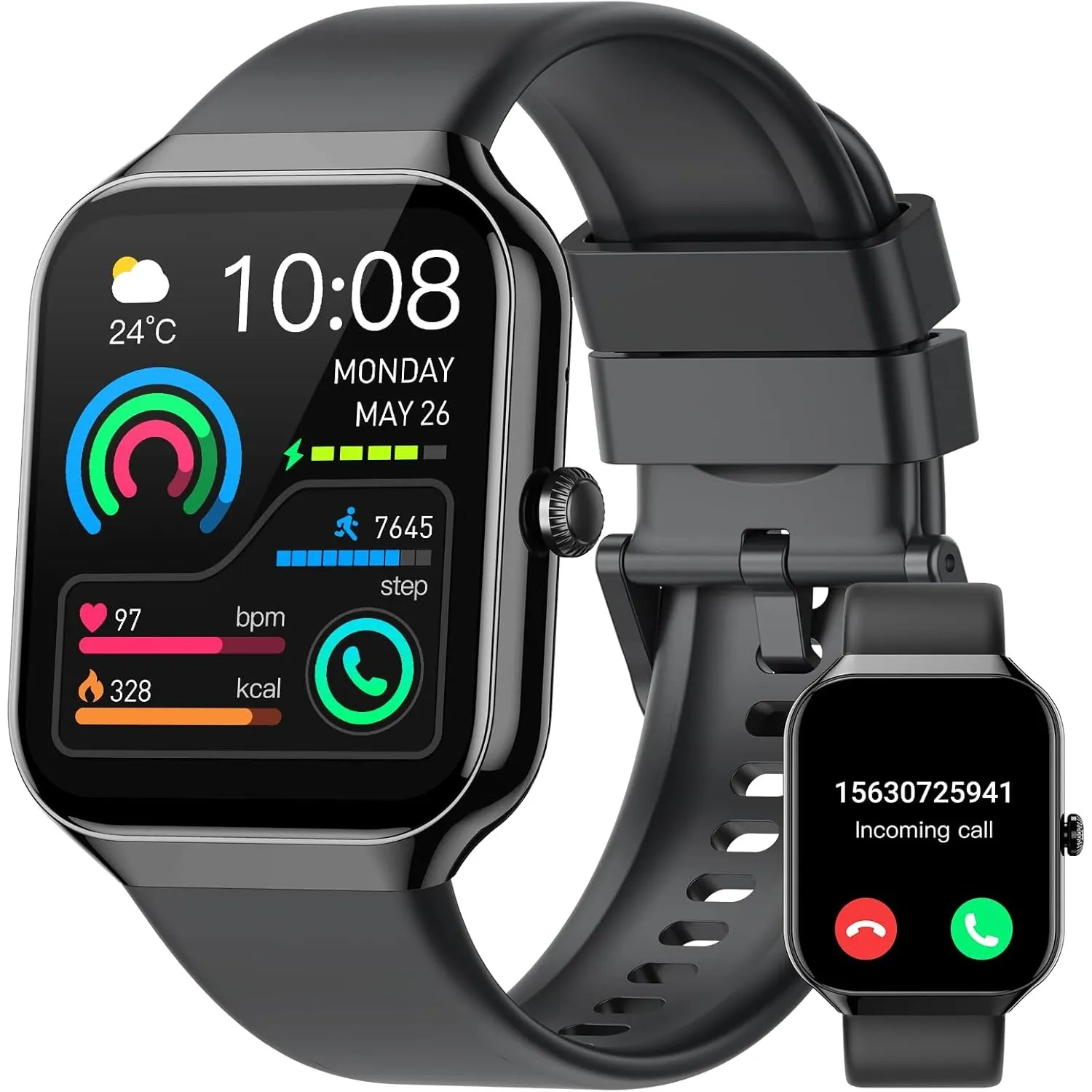 Smartwatch Herren Damen, 1.96" Fitnessuhr Pulsuhr Schlafmonitor Schrittzähler Uhr, Smart Watch Bluetooth Anrufe,113+Spo…
