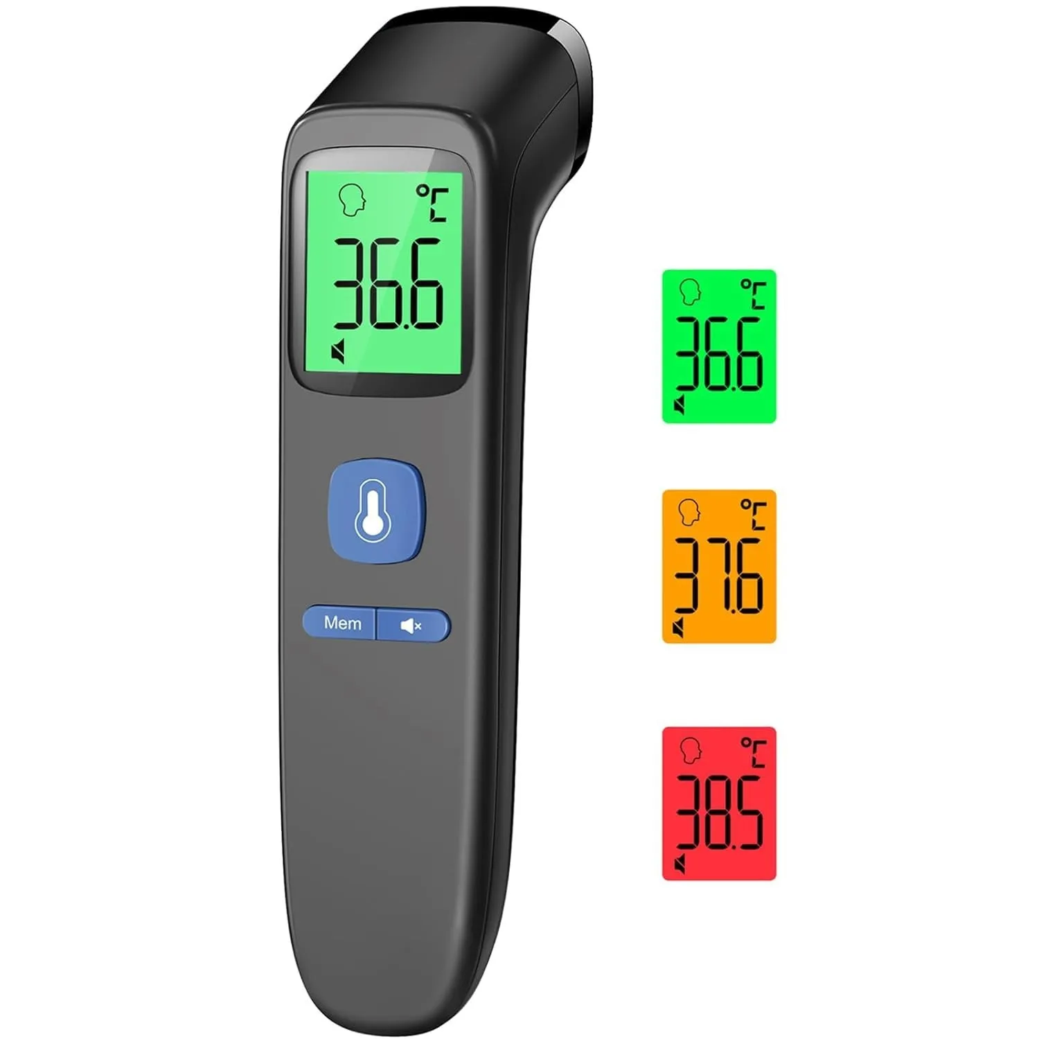 Viproud Fieberthermometer, kontaktloses Stirnthermometer für Familie, sofortige Messung, Schwarz