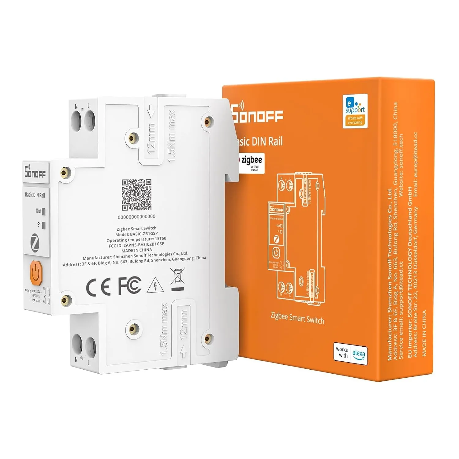 SONOFF Basic DIN Rail (BASIC-ZB1GSP) Zigbee Smart Schalter Hutschiene, Zigbee 3.0 Smart Home Steuerung mit Energieüberw…