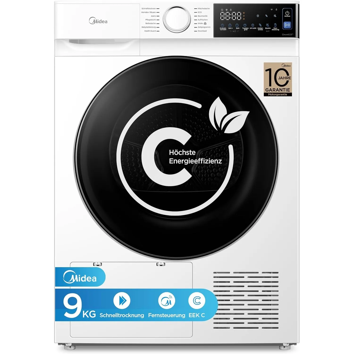 Midea Serie V5 Wärmepumpentrockner 9kg Energieklasse C SmartDry MDV5EH90WBC
