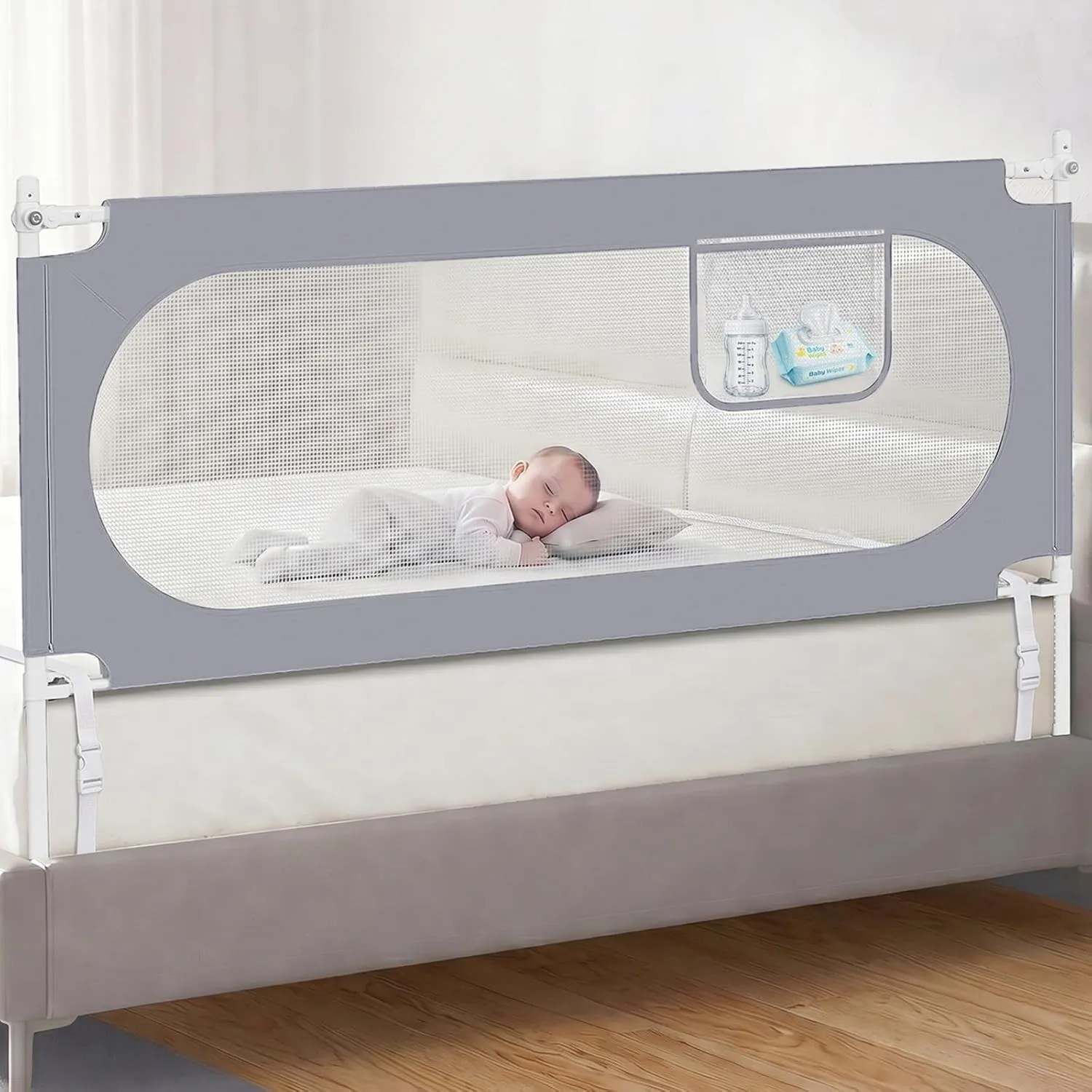 Rausfallschutz Bett 180cm, Höhenverstellbar Bettgitter Rausfallschutz
