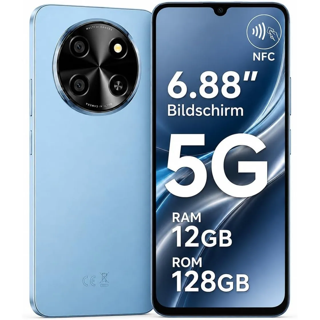 2026 Neu Smartphone 5G, Handy Ohne Vertrag Android 15, 6.88" 120Hz Display, NFC, 12GB+128GB/2TB TF, 5000mAh,Dual SIM,Ul…