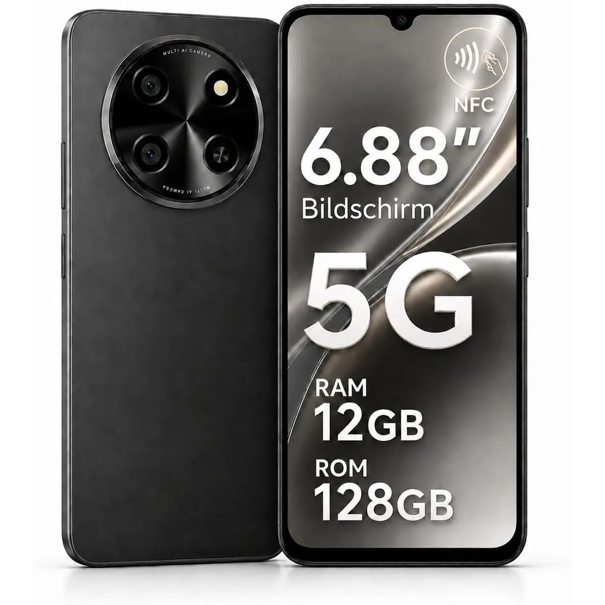 2026 Neu Smartphone 5G, Handy Ohne Vertrag Android 15, 6.88" 120Hz Display, NFC, 12GB+128GB/2TB TF, 5000mAh,Dual SIM,Ul…