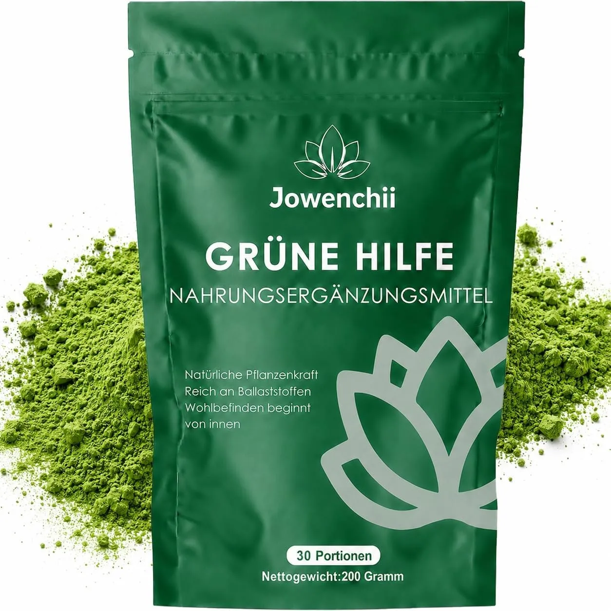 Grüne Entgiftungspulver, 200g Grünes Superfood-Pulver Helfer – pflanzliche Mischung mit Matcha, Gerstengras, Spirulina …