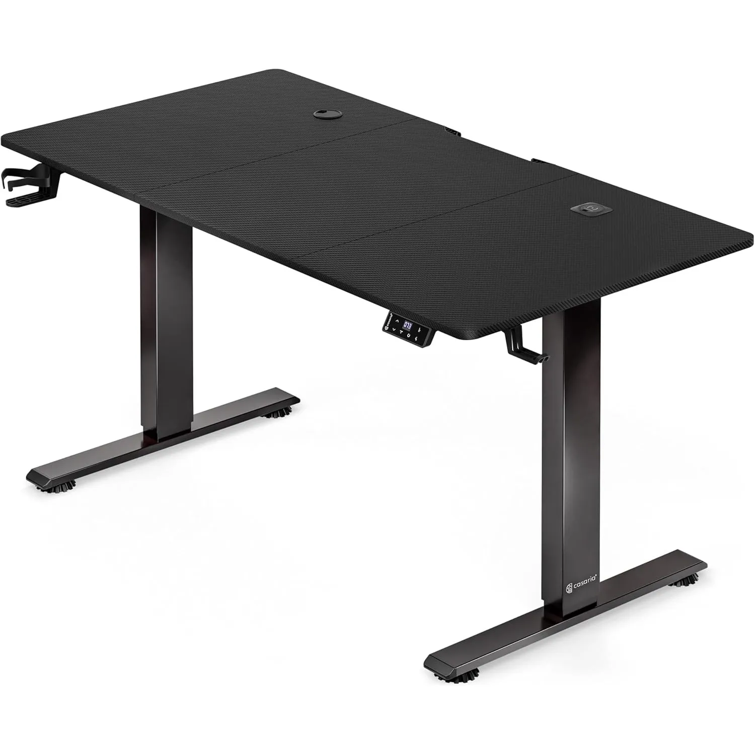 CASARIA® Höhenverstellbarer Gaming Schreibtisch elektrisch 160 x 70 cm mit Wireless Charger & USB-C/A Anschluss LCD-Dis…