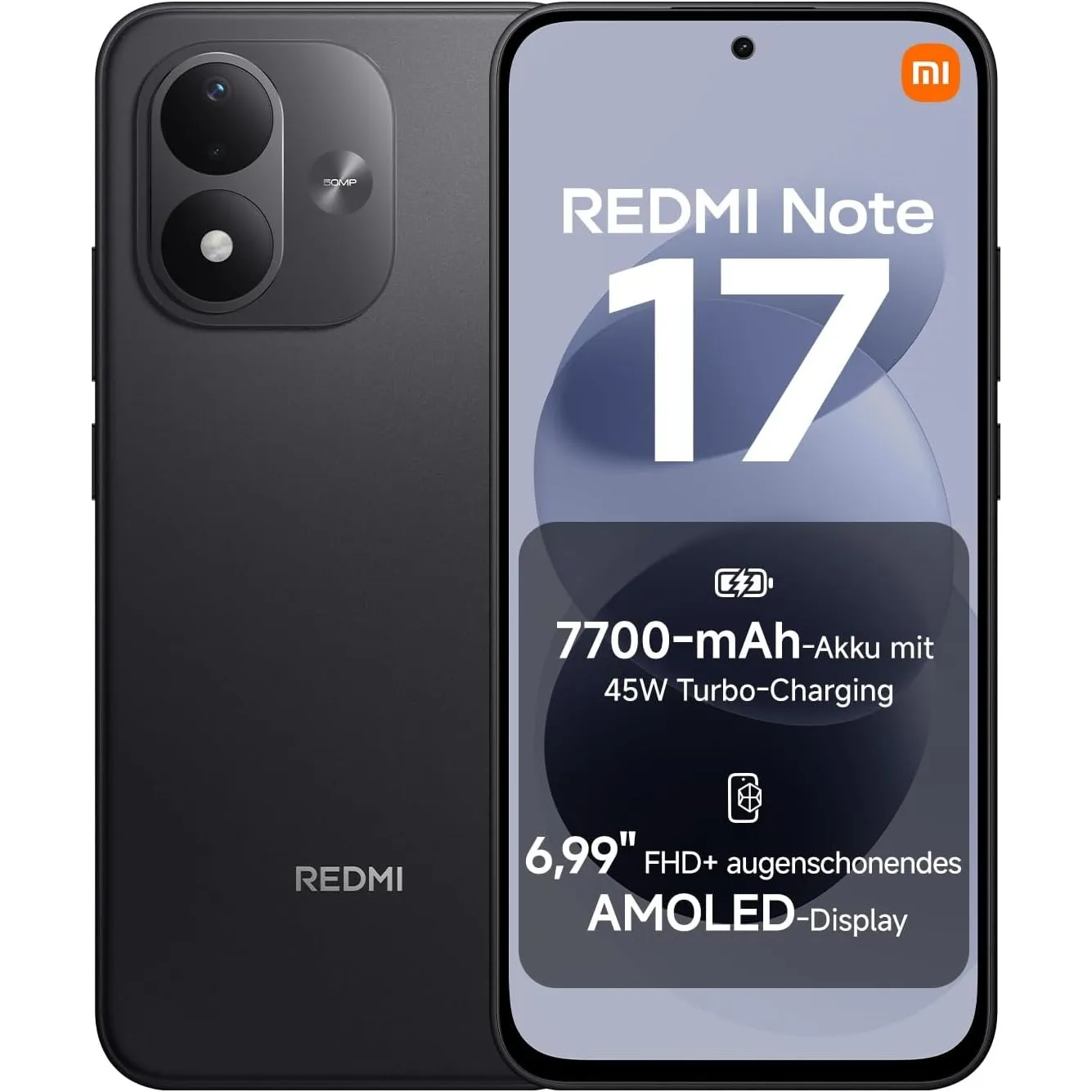 Xiaomi REDMI Note 17, Smartphone 4+128 GB, Black, 7700 mAh Akku