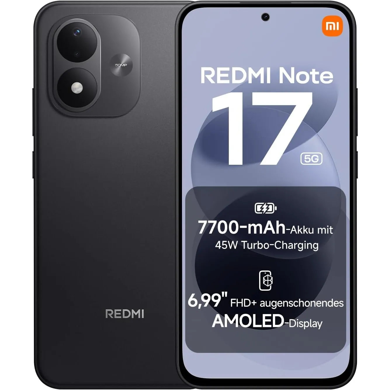 Xiaomi REDMI Note 17 5G, Smartphone 6+256 GB, Black, 7700 mAh Akku
