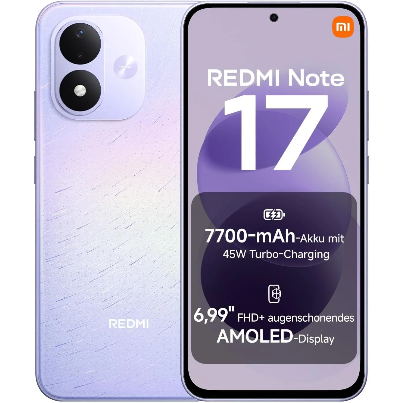 Xiaomi REDMI Note 17, Smartphone 6+256 GB, Celestial Purple, 7700 mAh Akku