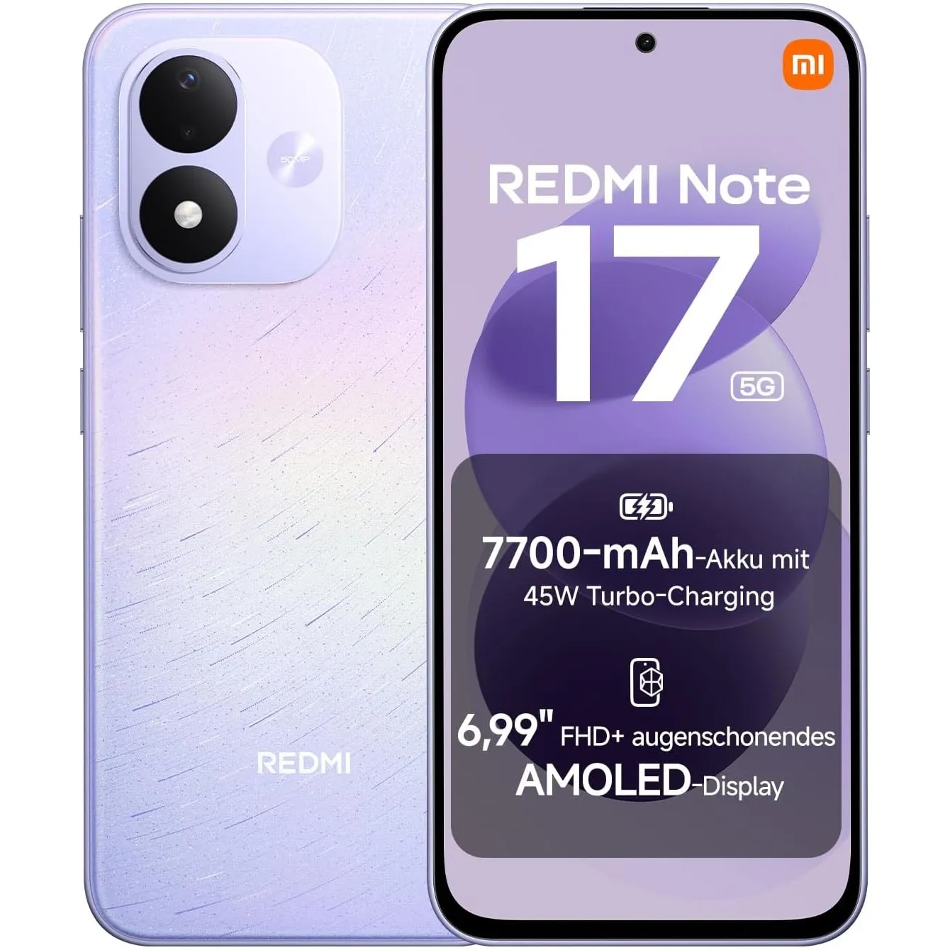 REDMI Note 17 5G, Smartphone 6+128 GB, Celestial Purple, 7700 mAh Akku