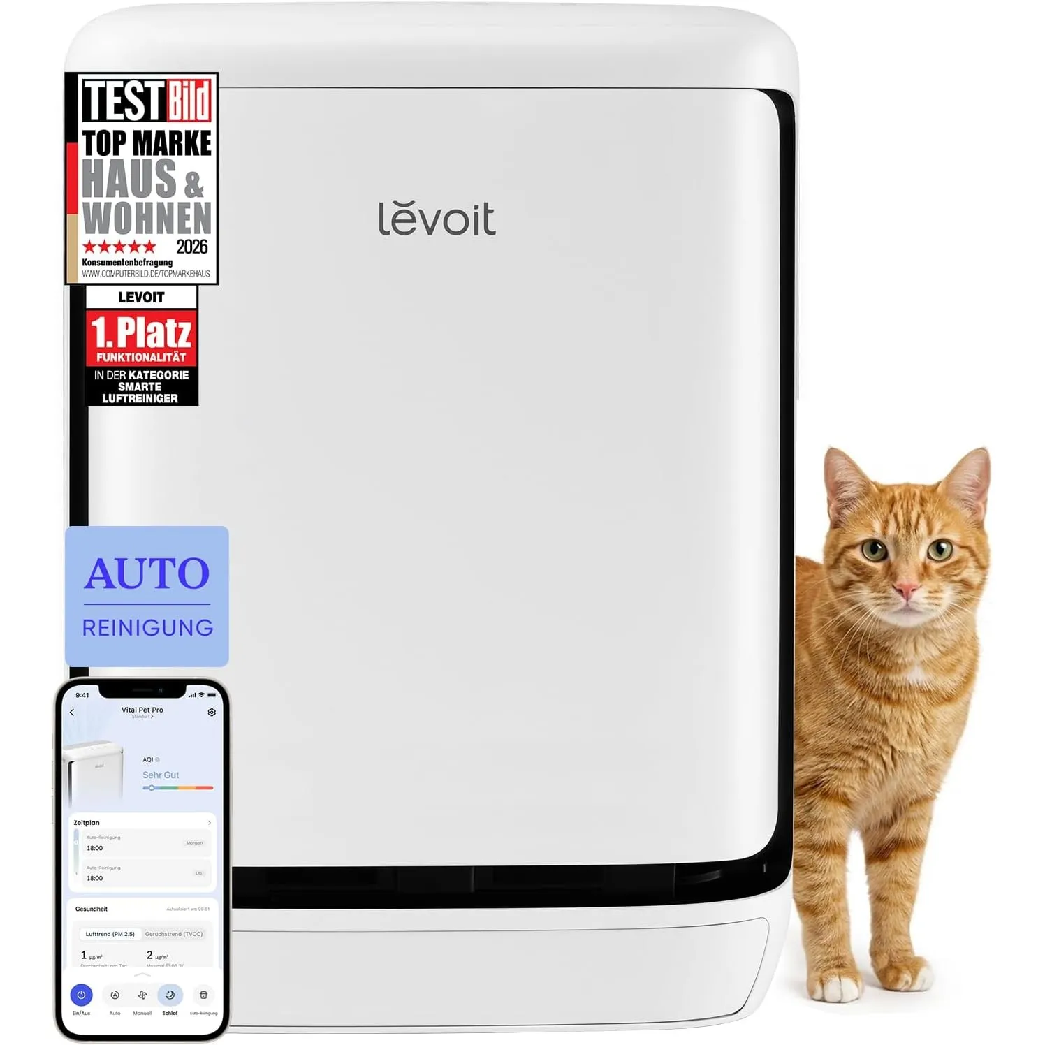Levoit Vital Pet Pro Luftreiniger Tierhaare, PM2,5 & TVOC Sensor, Automatik