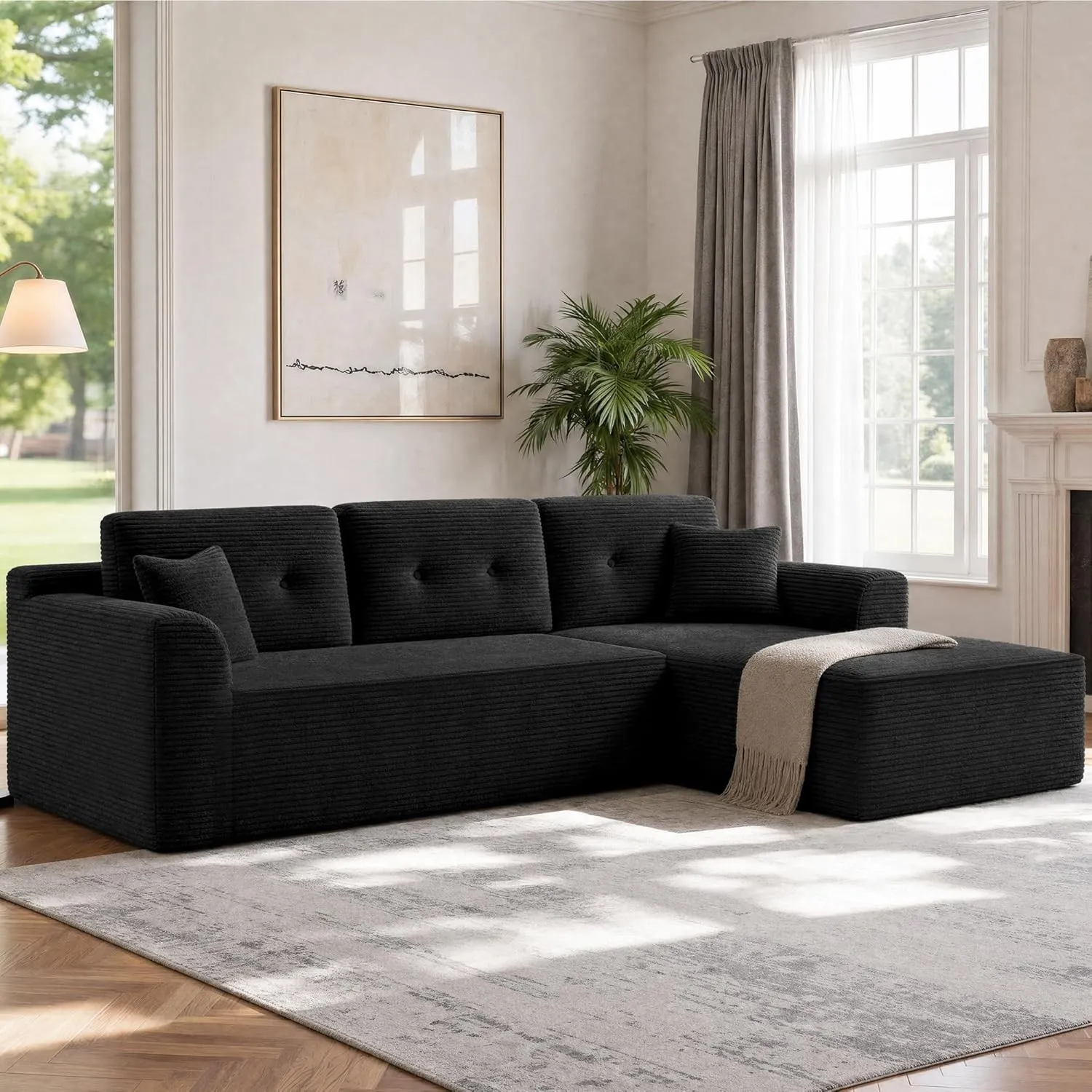 VASAGLE Ecksofa, Keine Montage erforderlich, modulares Sofa, 244 cm breit