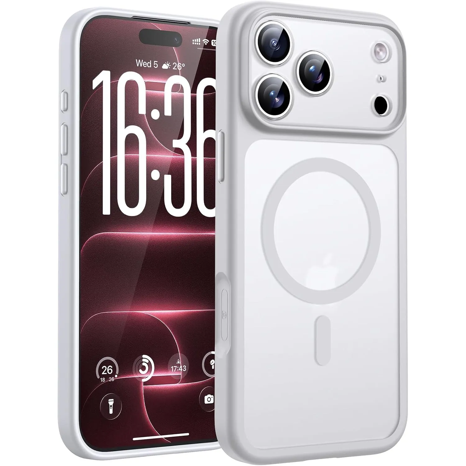 TOCOL für iPhone 18 Pro Hülle, Kompatibel mit MagSafe, Weißgrau