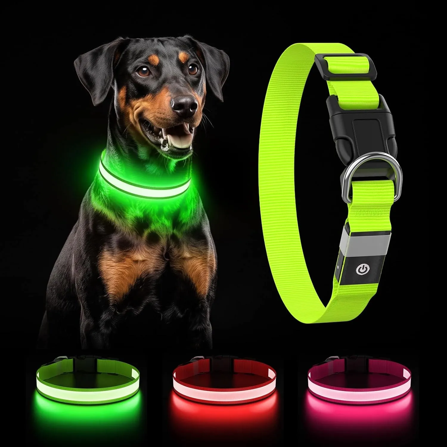 Leuchthalsband Hund, LED Hundehalsband Wiederaufladbar USB-C, Regendicht