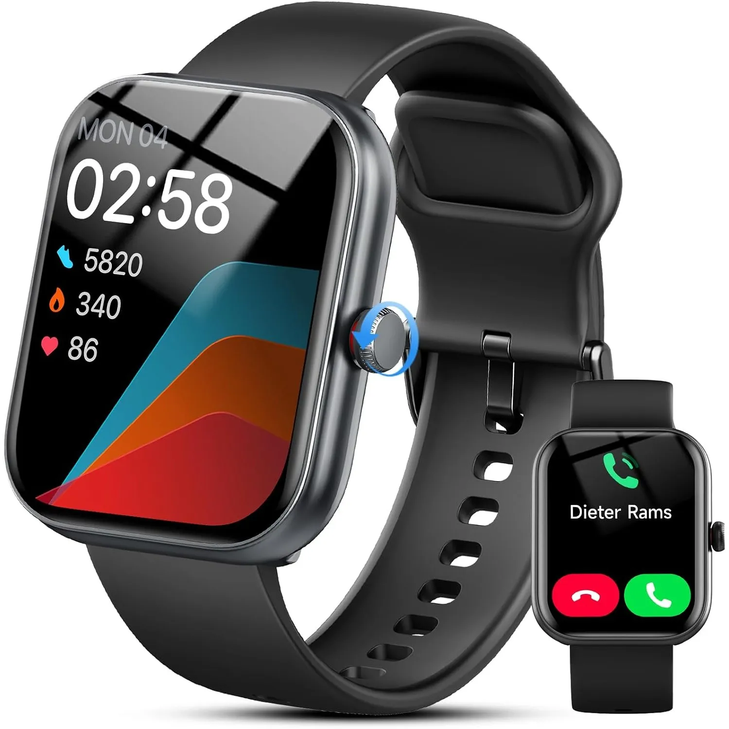 Smartwatch Damen Herren (Anrufe/Alexa), 1.91" HD Fitnessuhr mit Pulsuhr Schlafmonitor Sauerstoff Schrittzähler Uhr, Spo…