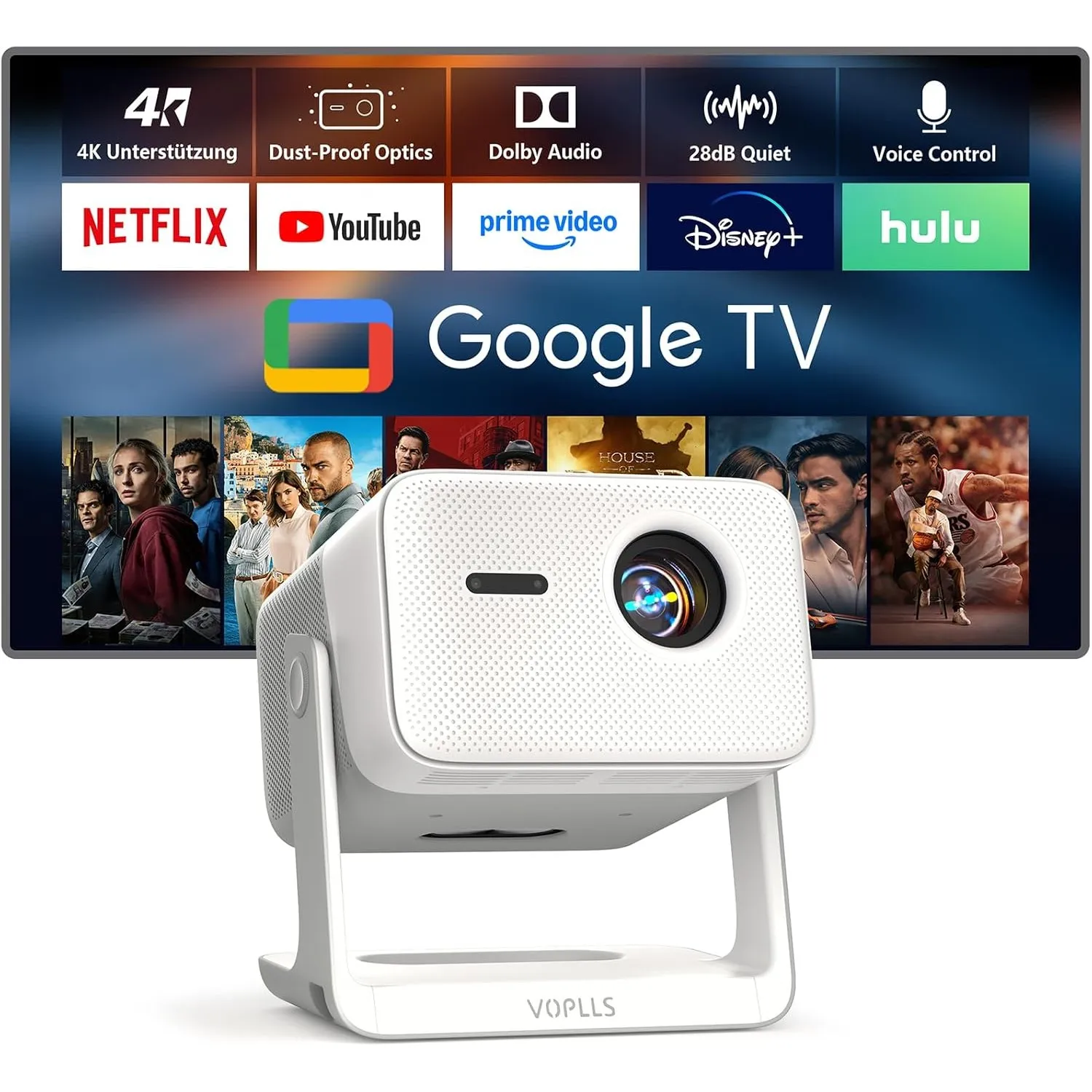 Beamer 4K Google TV 4000ANSI Dolby Audio FHD 1080P Outdoor Beamer Smart