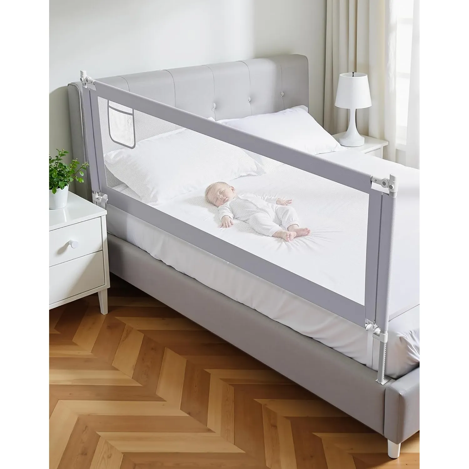 200cm rausfallschutz boxspringbett, Hellgrau (1 Stück)