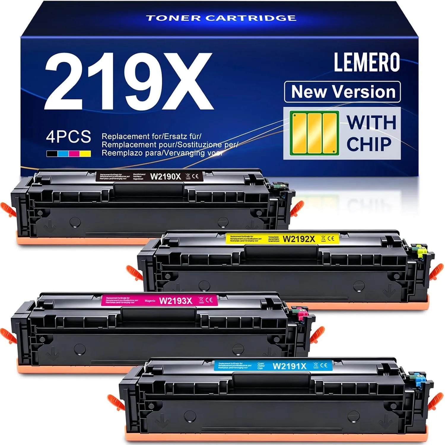 Lemero 219X Toner Mit Chip MFP 3302FDWG Schwarz Cyan Magenta Gelb 4per-Pack
