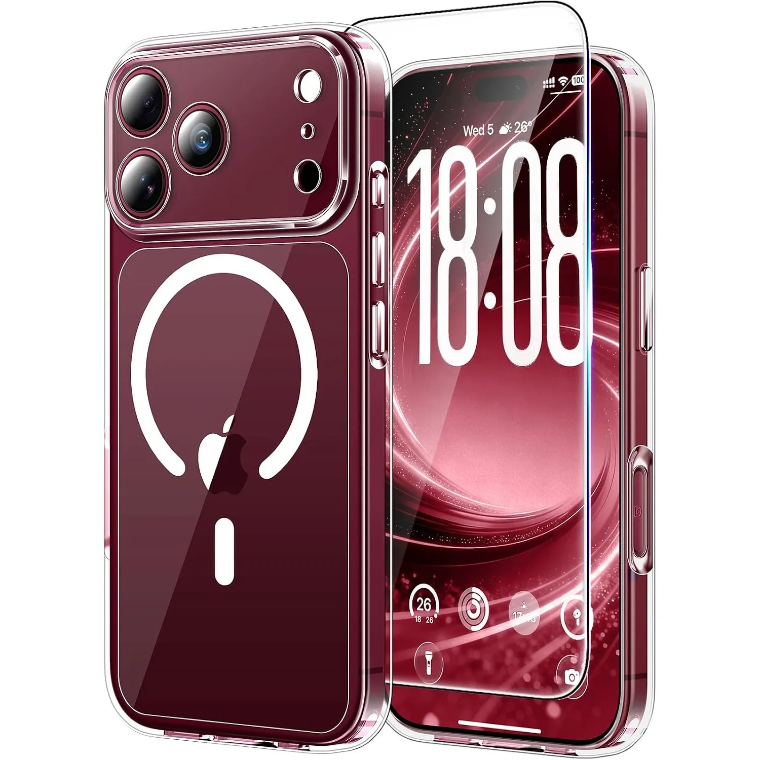 TAURI für iPhone 18 Pro Hülle 6,3" mit Schutzfolie - Durchsichtig