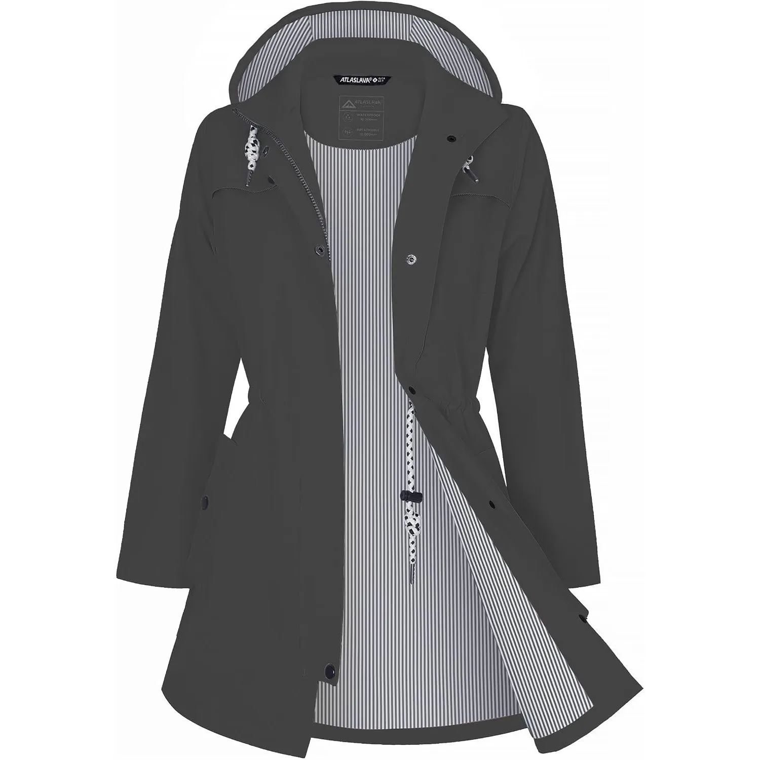 ATLASLAVA Regenjacke Damen Lang Wasserdicht Kapuze Regenmantel übergangsjacke Trenchcoat Outdoor Mantel S-3XL