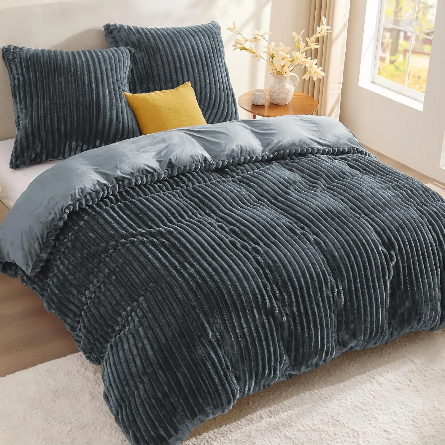 BEDELITE Flanell Bettwäsche 155x220 3teilig Plüsch, Fleece Winter Bettbezug