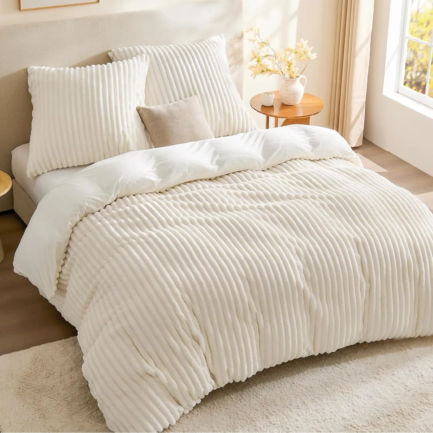 BEDELITE Flanell Bettwäsche 220x240 3teilig Plüsch, Fleece Winter Bettbezug