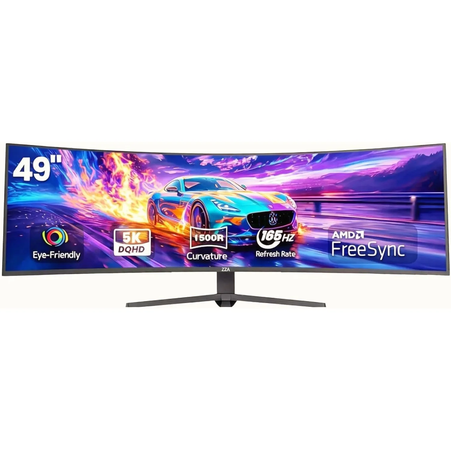 ZZA 49 Zoll Ultrawide Curved Gaming Monitor 165Hz, 32:9 DQHD 5120x1440, 1ms