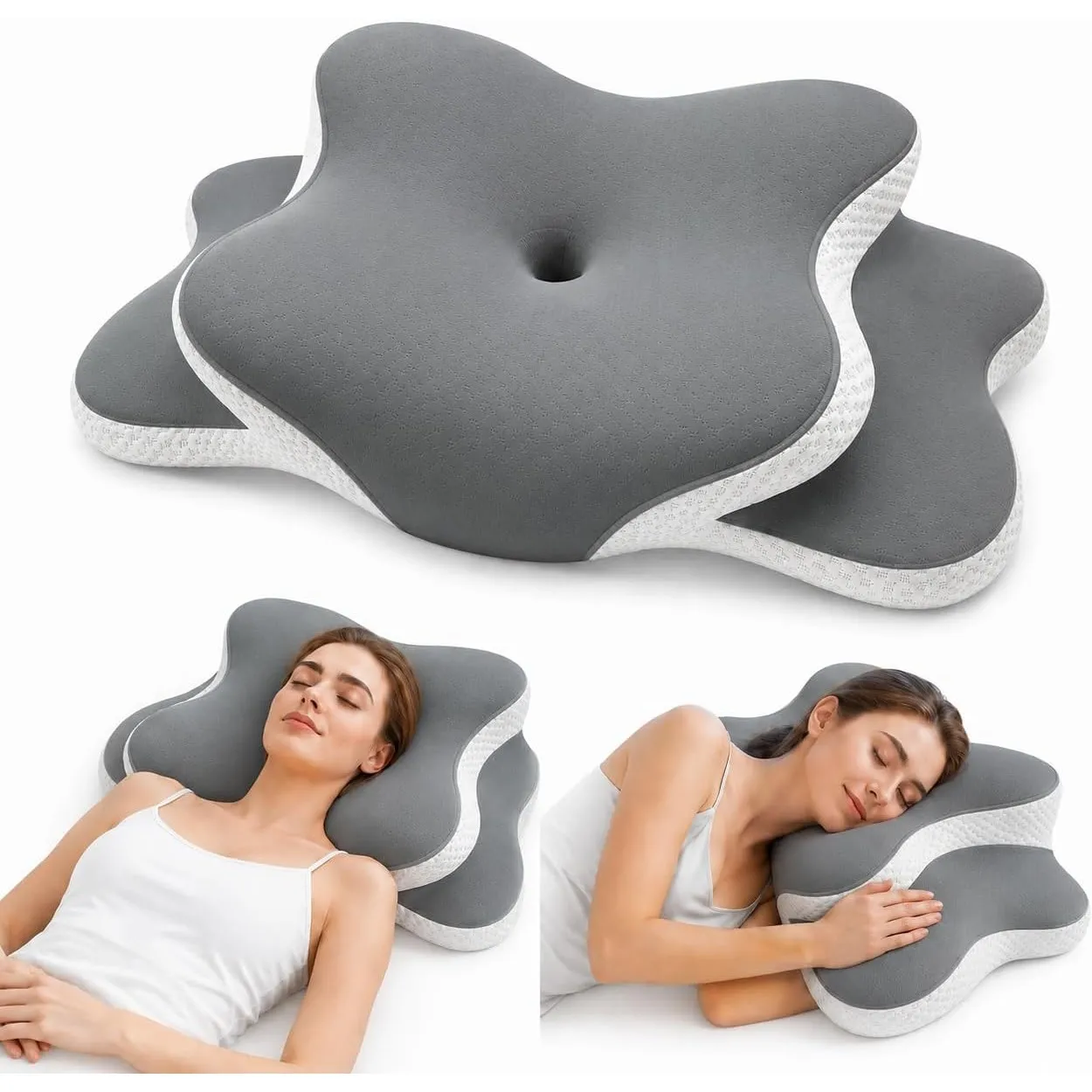 Ergonomisches Kopfkissen - Kissen für Seiten, Rücken & Bauchschläfer, Seitenschläferkissen Nackenkissen mit Kühlung Abn…