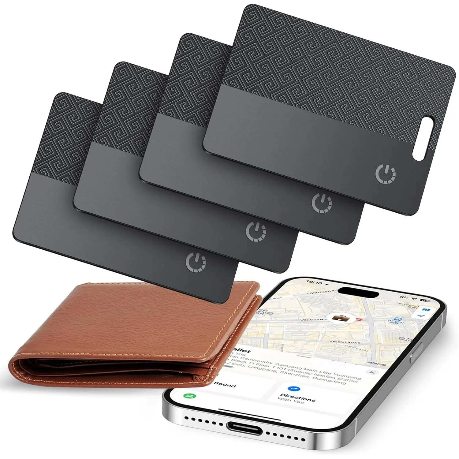 Dünne Geldbörsen-Tracker-Karte (nur iOS), Tracking Card mit Apple Find My, GPS Tracker, Unterstützt Kabelloses Laden, 1…