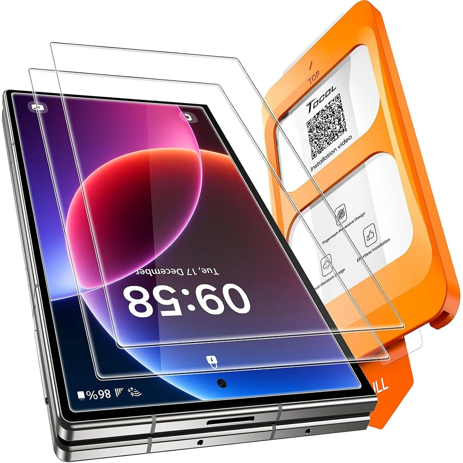 TOCOL für Samsung Galaxy Z Fold 8 für Panzerglas, Einfache Montage