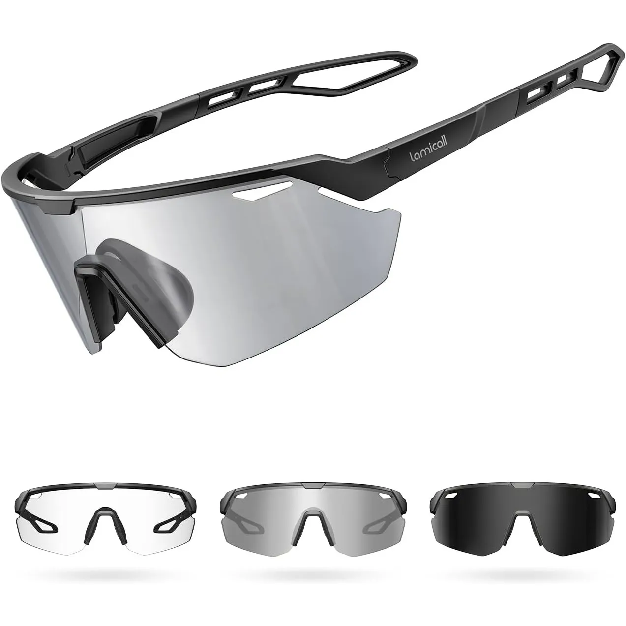 Lamicall Fahrradbrille Herren, Schnelle Brille Damen - [3S Selbsttönend] [28g TR-90 Ultraleicht] Sonnenbrille Fahrrad m…