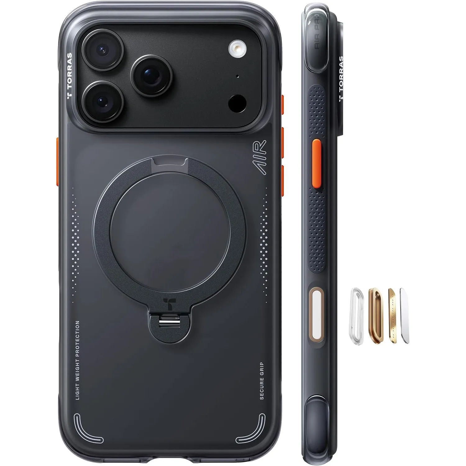 TORRAS Ostand Q3 Air für iPhone 18 Pro Hülle mit Airbag-Schutz, Schwarz
