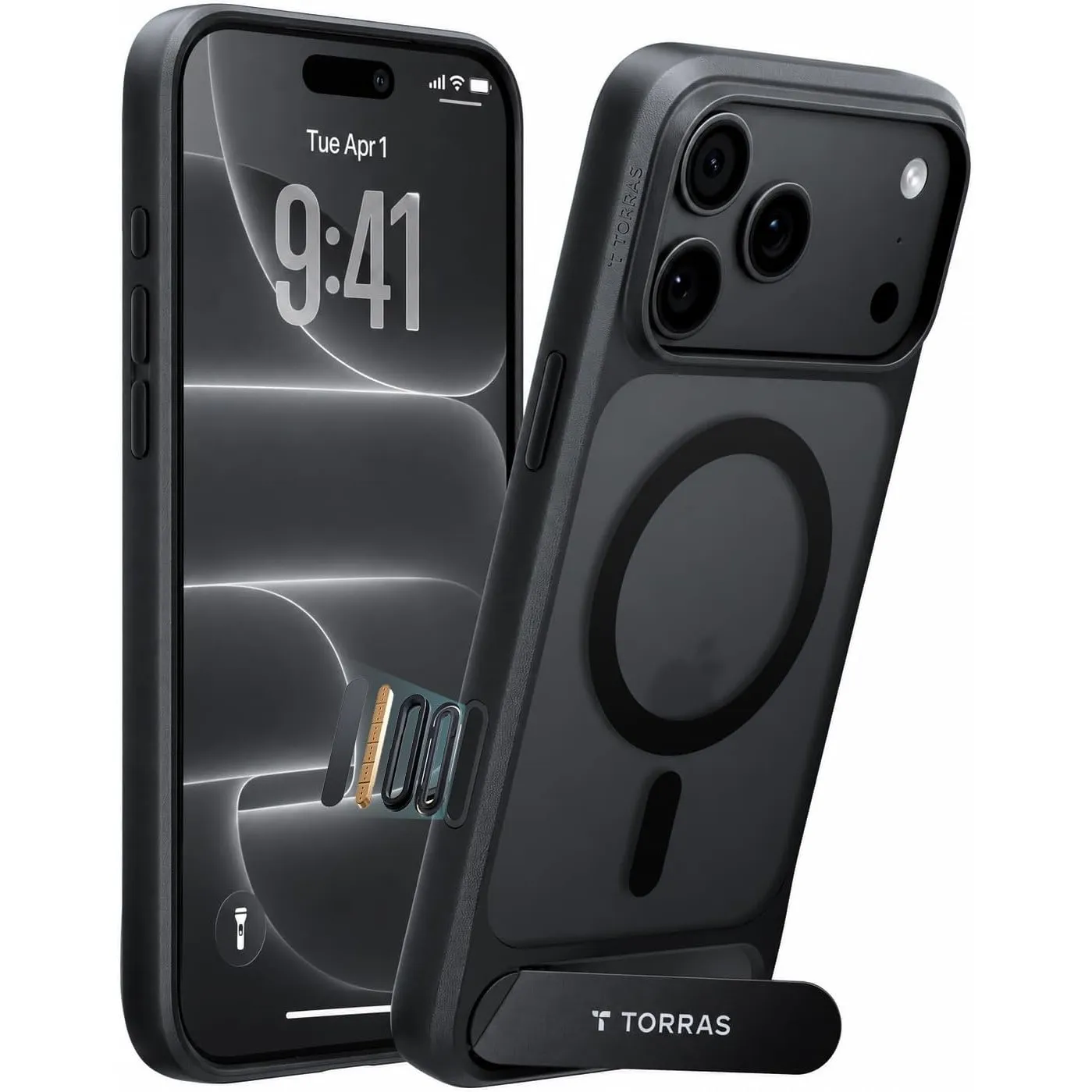 TORRAS Ostand L1 für iPhone 18 Pro Max Hülle für MagSafe Case, Schwarz