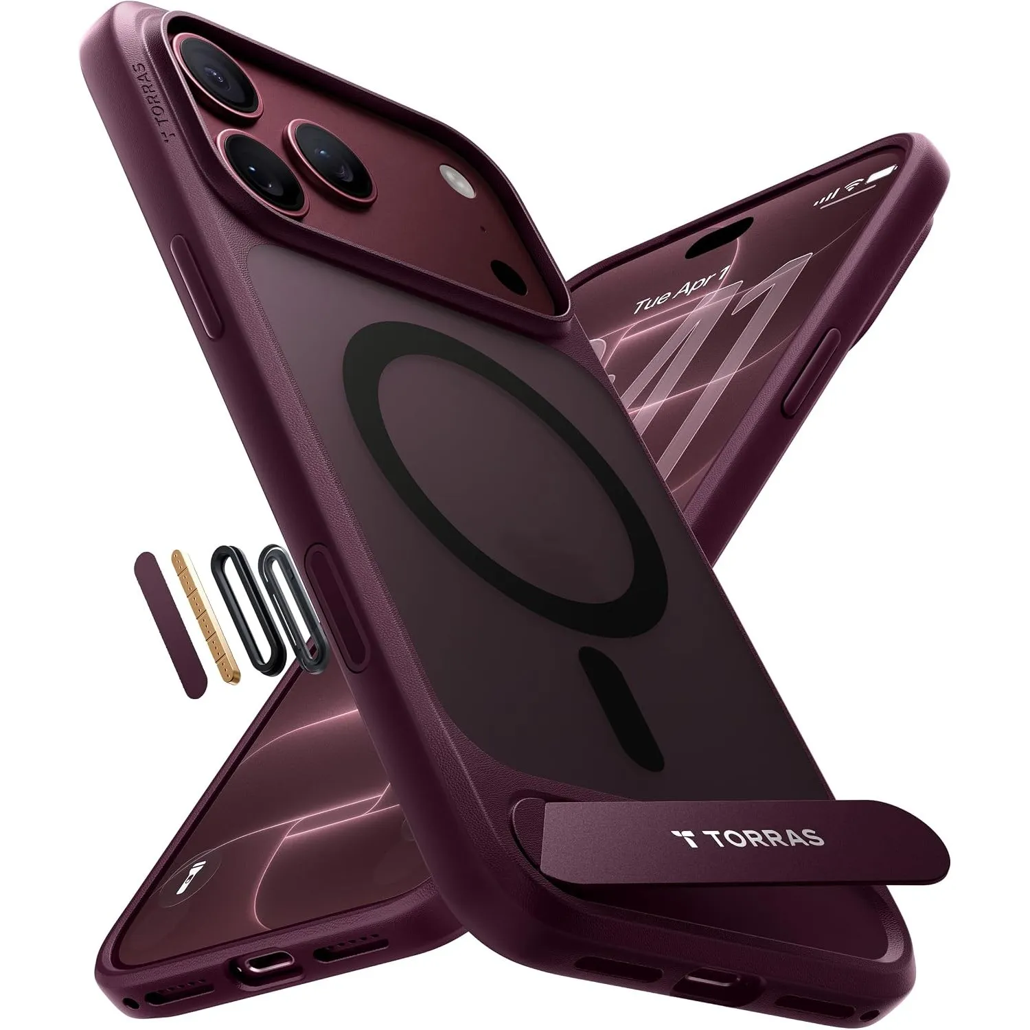 TORRAS Ostand L1 für iPhone 18 Pro Max Hülle für MagSafe Case, Burgunder
