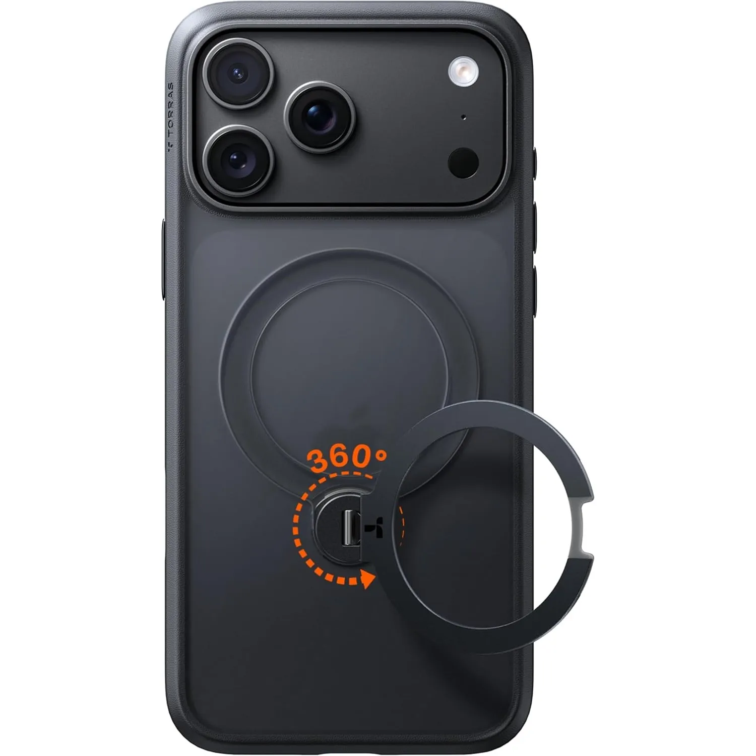 TORRAS Ostand Q3 Spin für iPhone 18 Pro Max Hülle mit 360° Ständer Schwarz