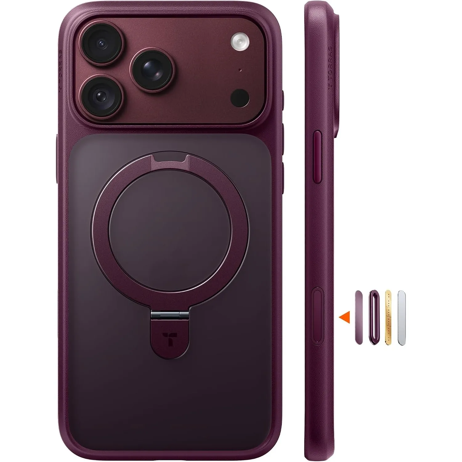 TORRAS Ostand Q1 für iPhone 18 Pro Hülle mit MagSafe Ständer, Burgundy
