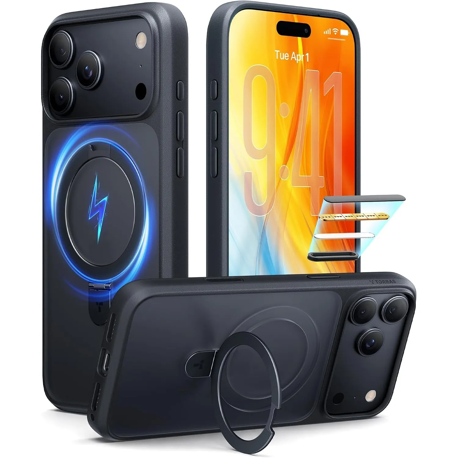 TORRAS Ostand Q1 für iPhone 18 Pro Max Hülle, Case mit MagSafe, Schwarz