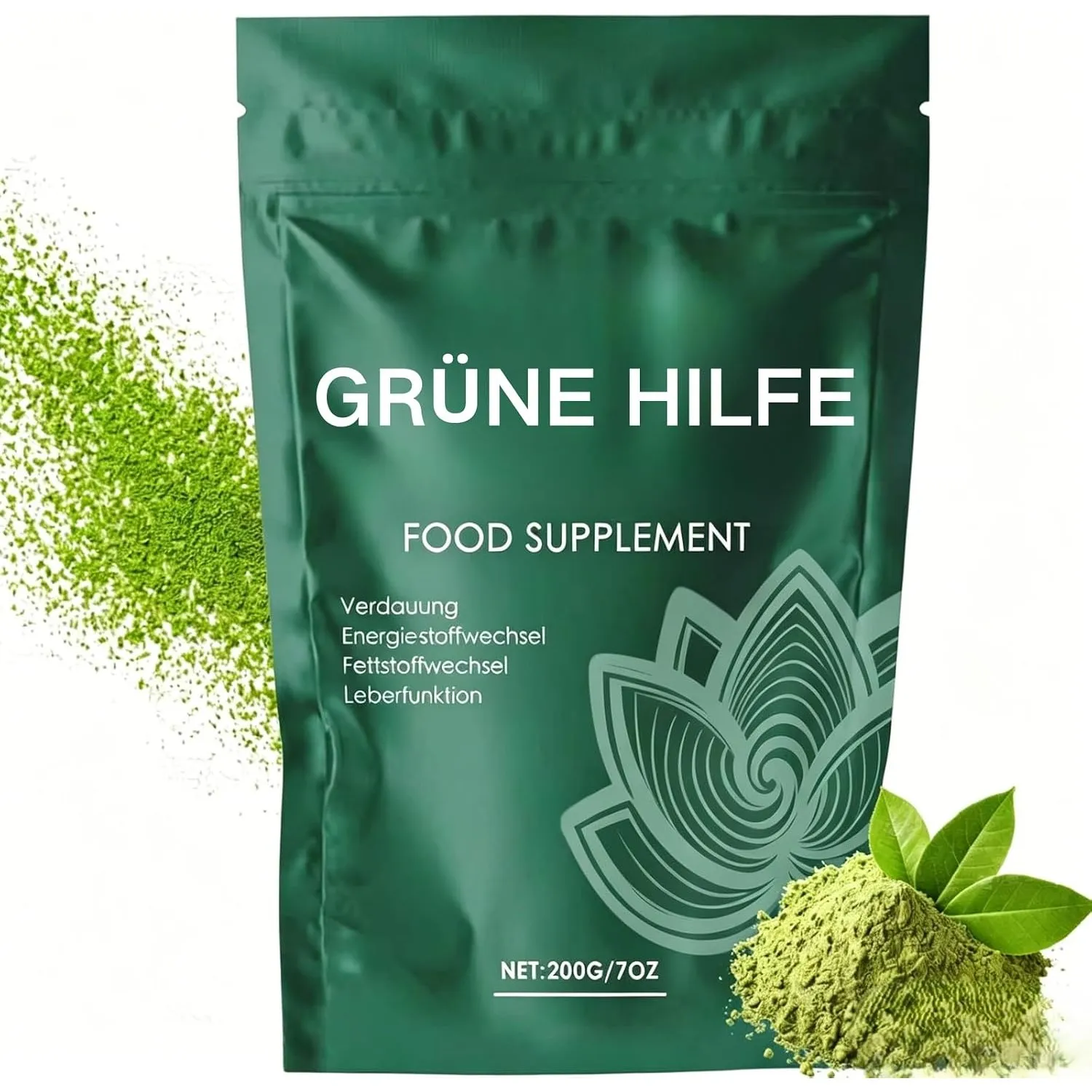 Grüne Entgiftungspulver, Grünes Superfood Pulver 200g,Pflanzenpulver mit Matcha, Reich an Ballaststoffen und Mikronährs…