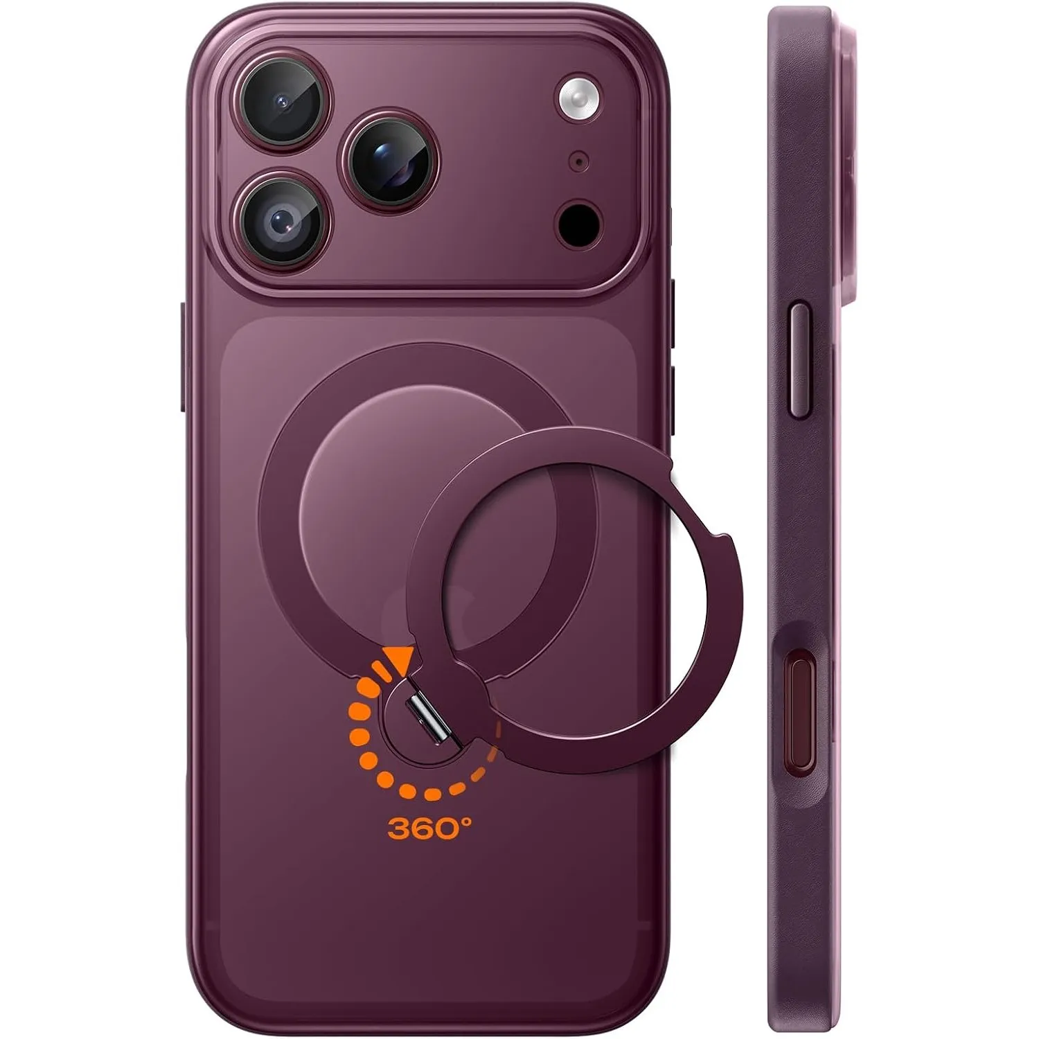 TOCOL für iPhone 18 Pro Max Hülle mit Ständer, 360° Drehbarem, Burgundy