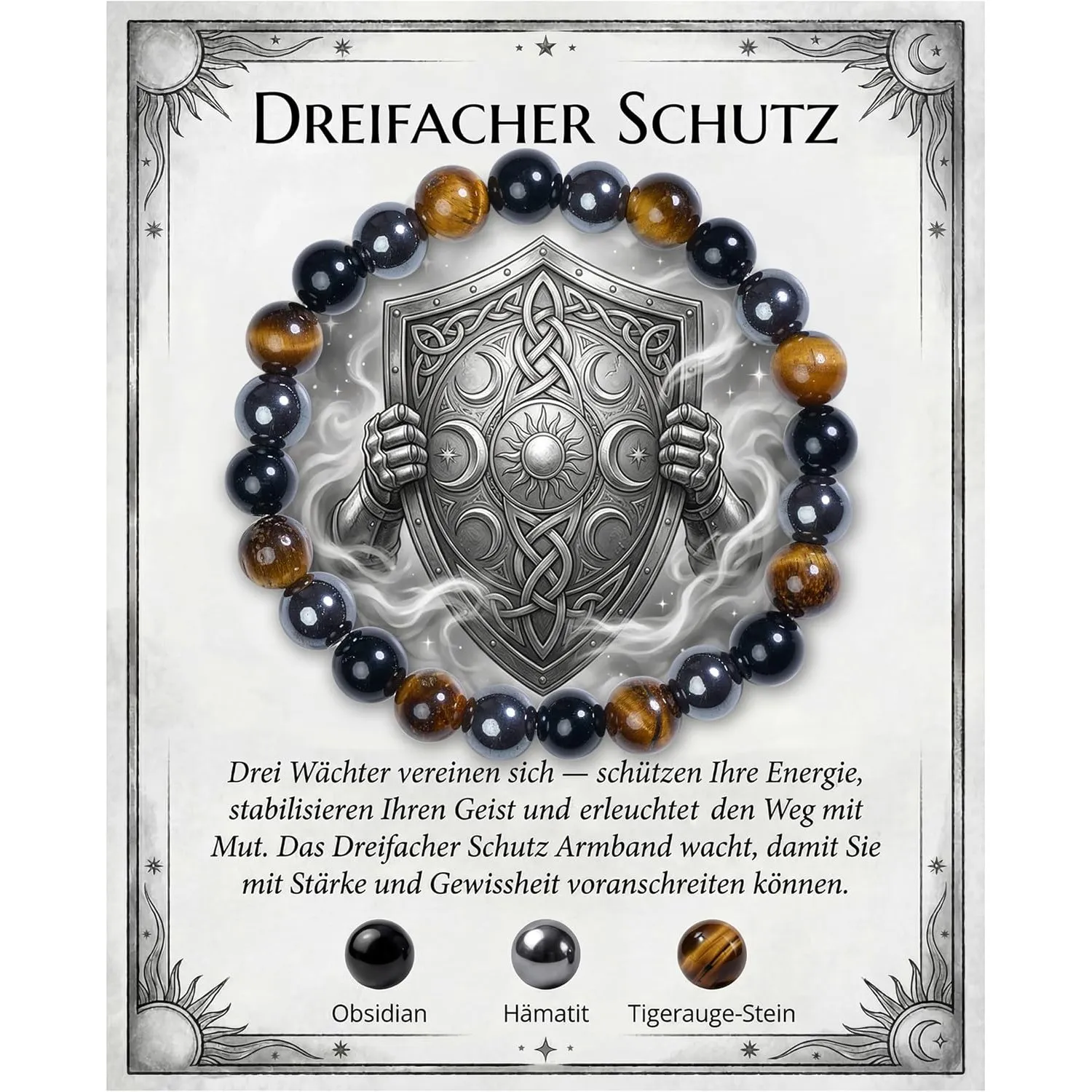 Bivei Heilstein Schutz Kristall Armband Damen | 8mm Perlenarmband, Dehnbares Armband Jewellery für Damen & Herren als G…