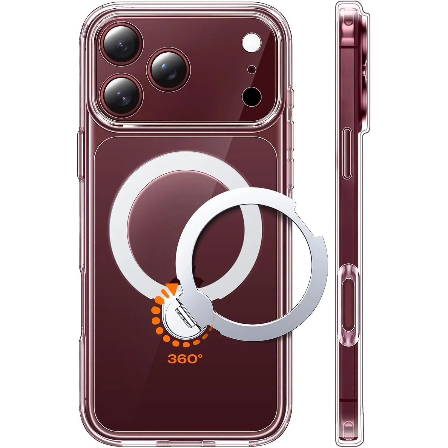 TOCOL für iPhone 18 Pro Max Hülle mit Ständer, 360° Drehbarem, Transparent