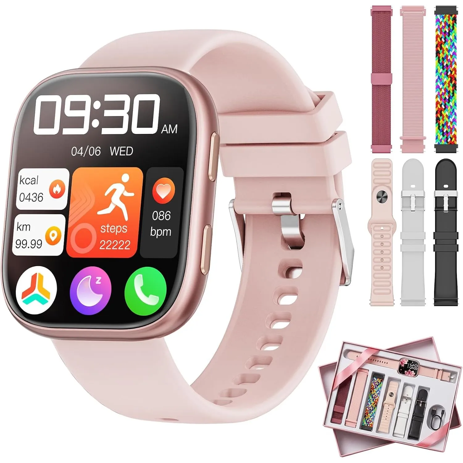 Smartwatch Damen mit 7 Armbänder & Geschenkbox, 1.83" HD Smartwatch mit Bluetooth-Anruf, Fitness Tracker mit SpO2, Puls…