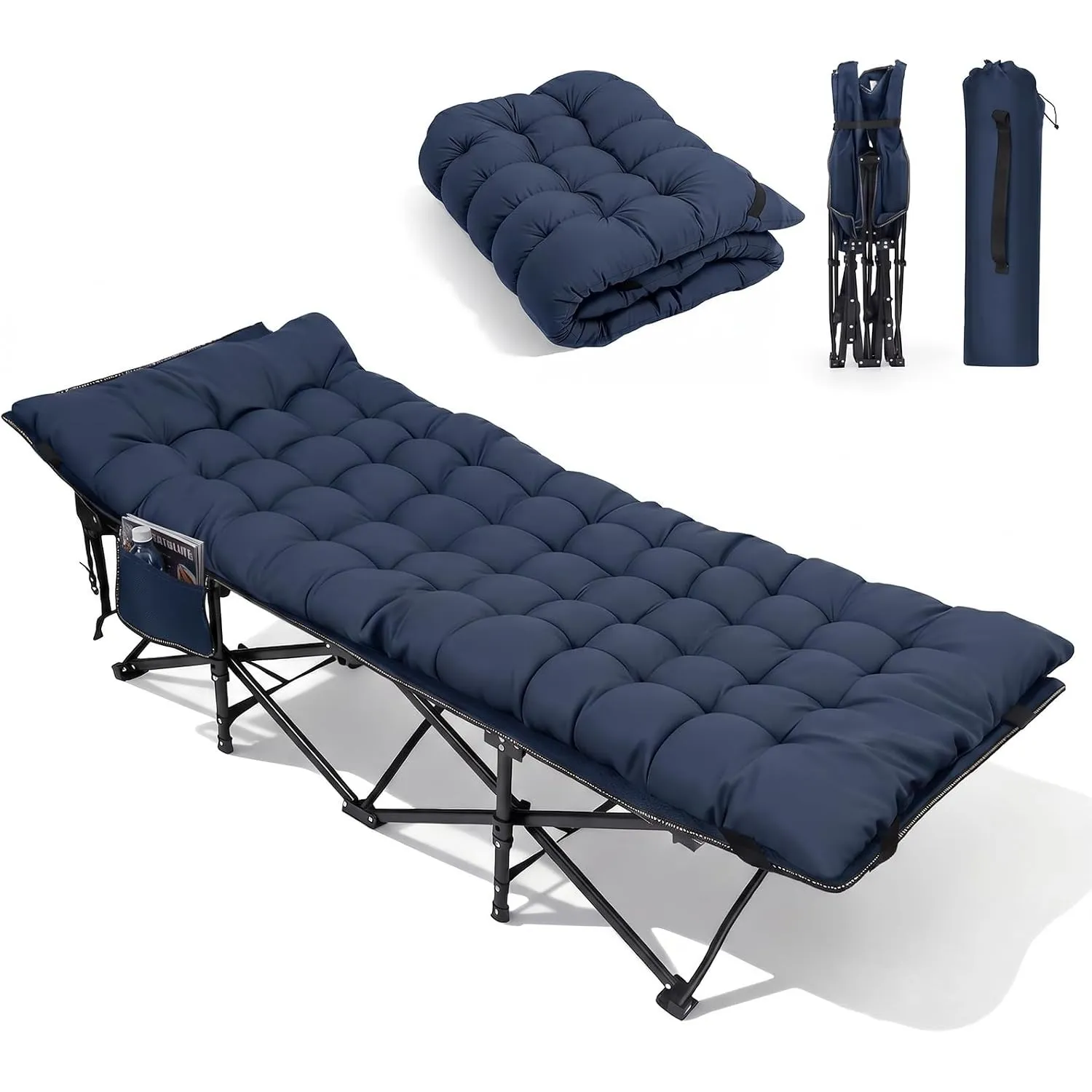 Sekey Feldbett Klappbar XXL, 190 x 71 x 35 cm überbreit, Campingbett inkl. Matratze, verstärkte Stahlrohre und hochwert…