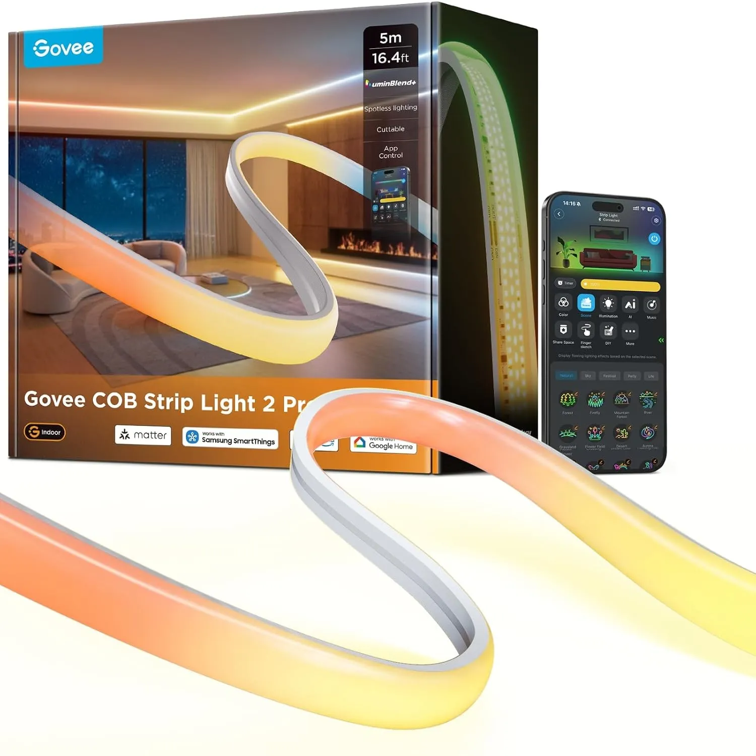 Govee COB Strip Light 2 Pro, RGBWWIC LED Streifen 5m mit LuminBlend+,2700lm