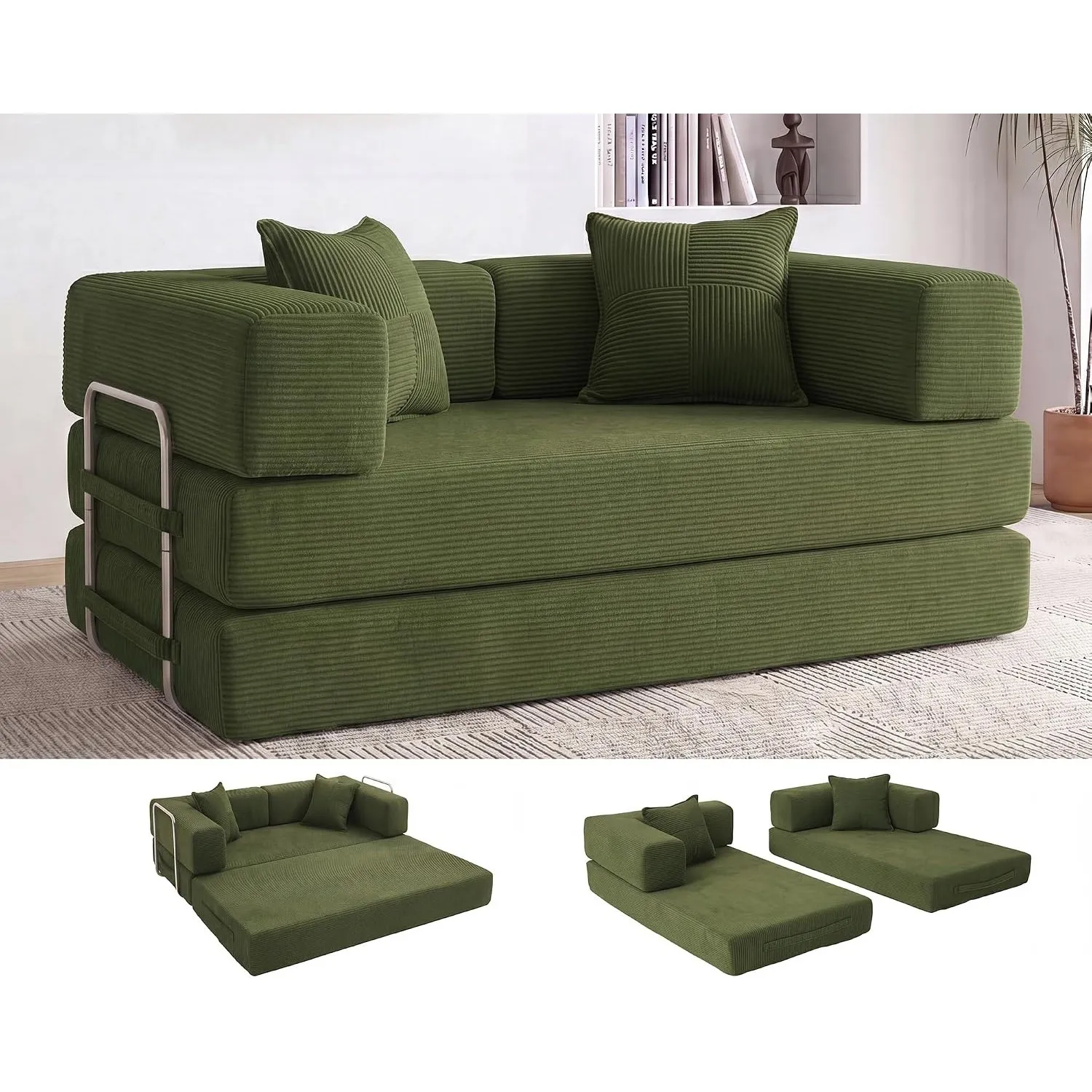 Vipbear Modular Schlafsofa 160cm, 5-in-1 Boneless Couch Sofa, Wohnzimmer-Couch mit Schlaffunktion, 2-Sitzer Schlafsofa,…
