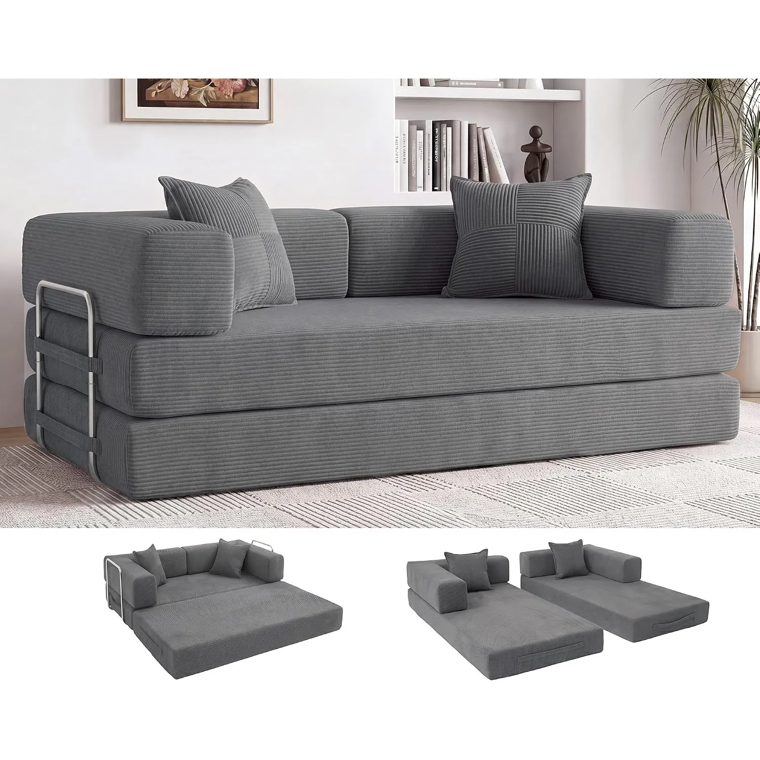 Vipbear Modular Schlafsofa 200×100×70cm Wohnzimmer-Couch mit Schlaffunktion