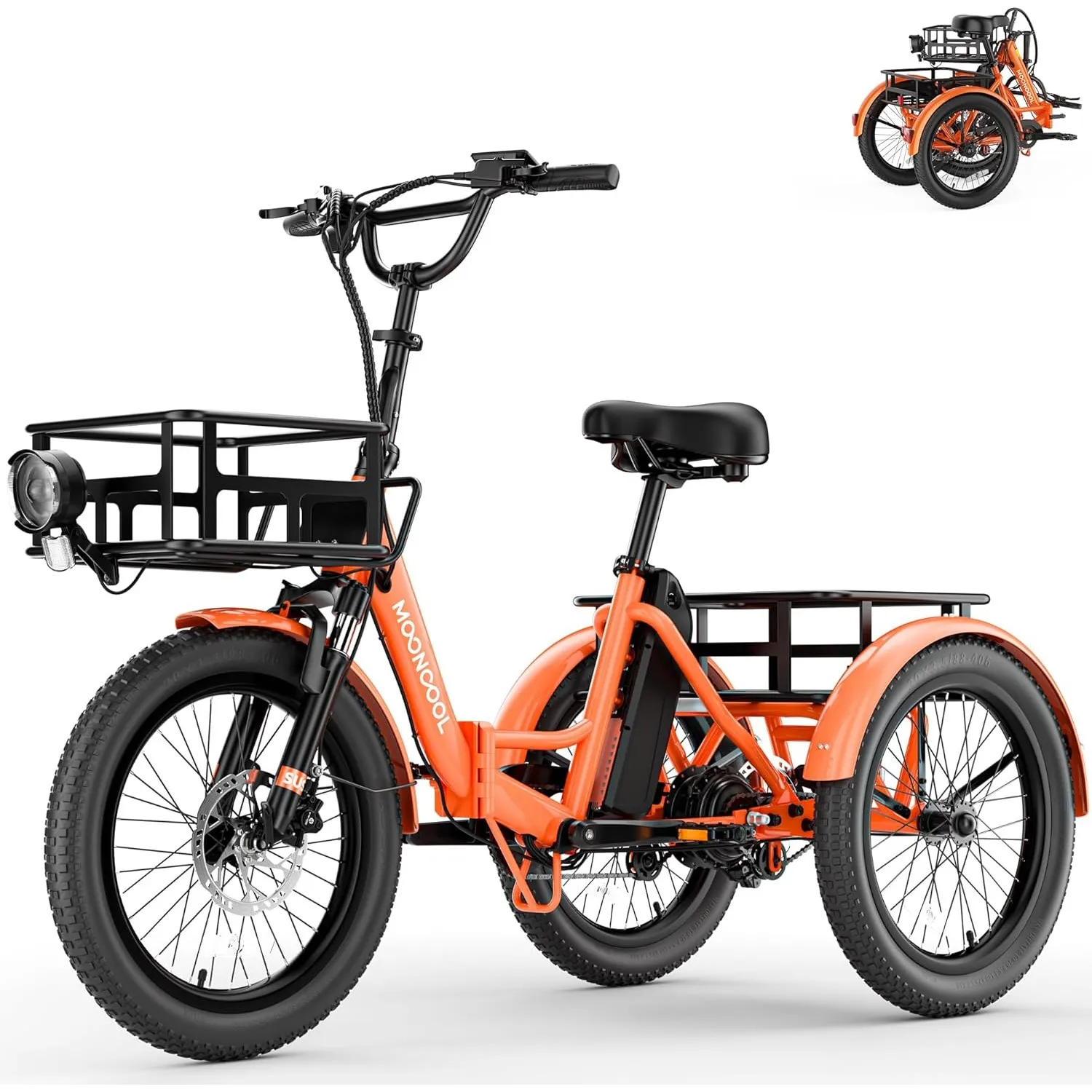 MOONCOOL E Bike Dreirad Klapprad, 20" Elektrofahrräder für Herren Damen, 36V 20AH Akku, 250W Motor 45 Nm, LCD-Display, …
