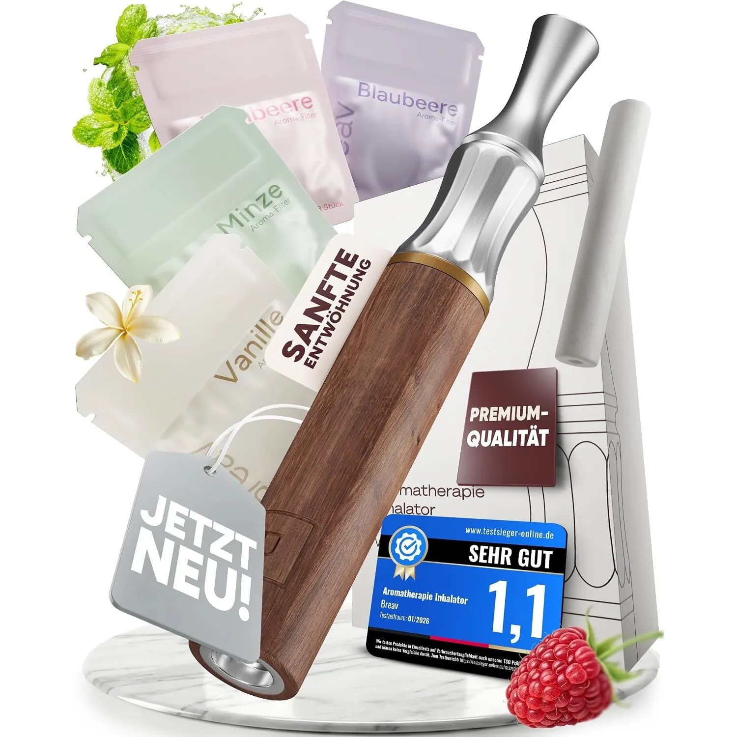 Breav® Rauchentwöhnung Komplettset | mit einstellbarem Widerstand und automatischem Aroma-Verschluss | inklusive 12 nat…