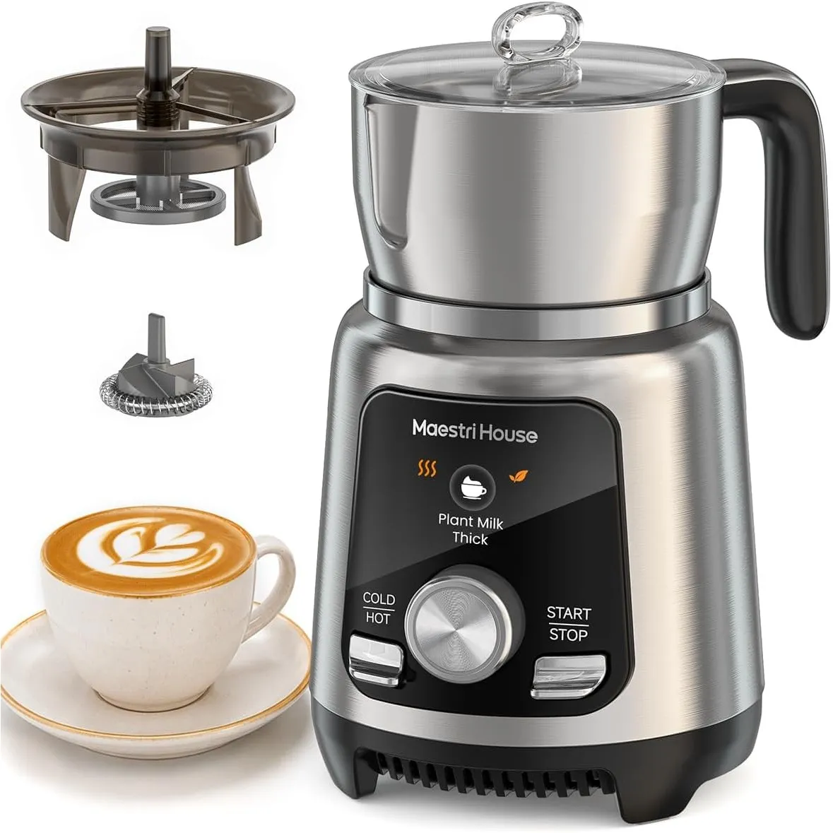 Maestri House IH Milchaufschäumer, 500 ml, geräuscharmer Milchaufschäumer und elektrischer Milchaufschäumer für Kaffee,…
