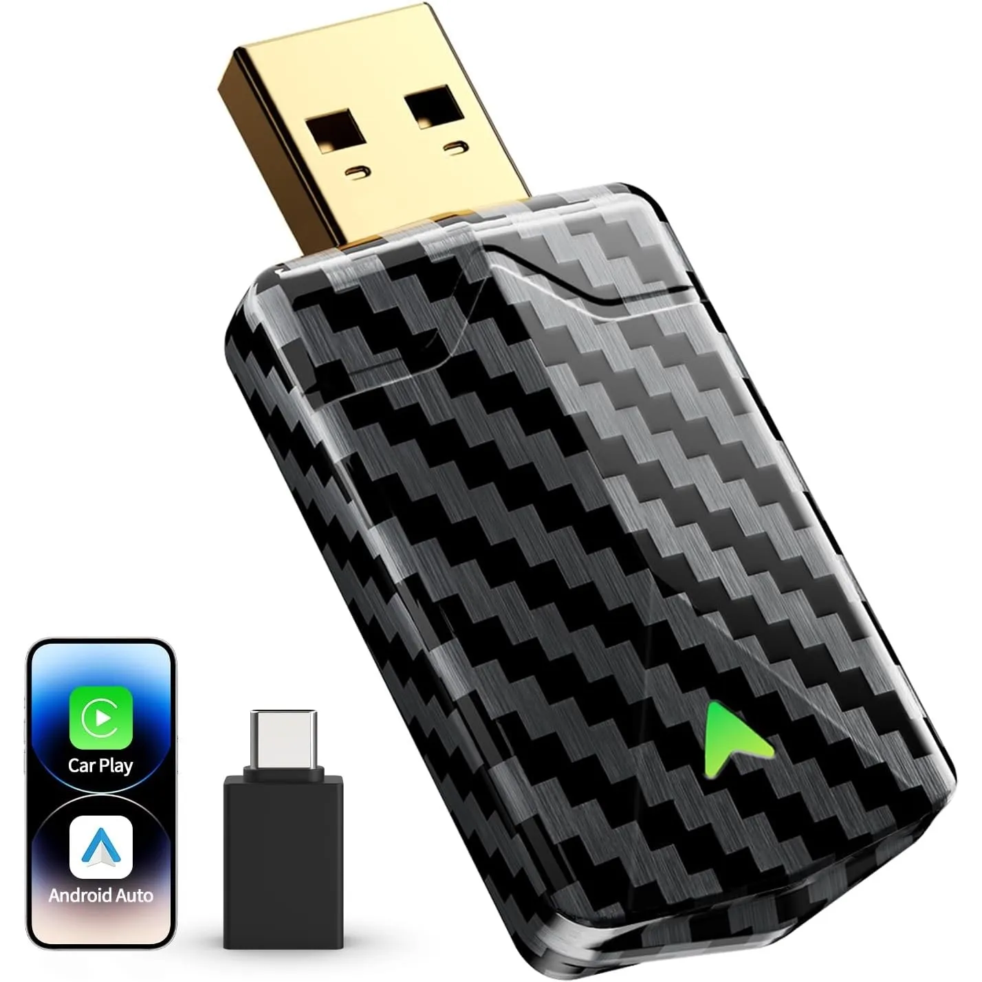 Mini CarPlay Wireless Adapter für Apple CarPlay & Android Auto, Schwarz